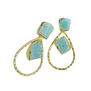 Festive Indian jewellery semi-precious raw stone earrings